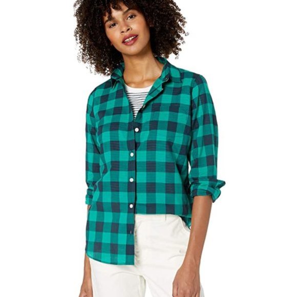 J. Crew Tops - J. Crew Mercantile Green Plaid Button Down Shirt